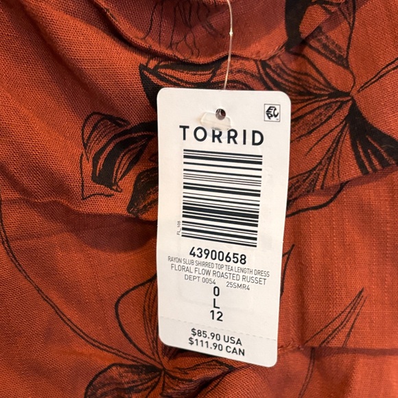 NWT Torrid 0X Elegant Rust Floral Dress - Picture 2 of 4